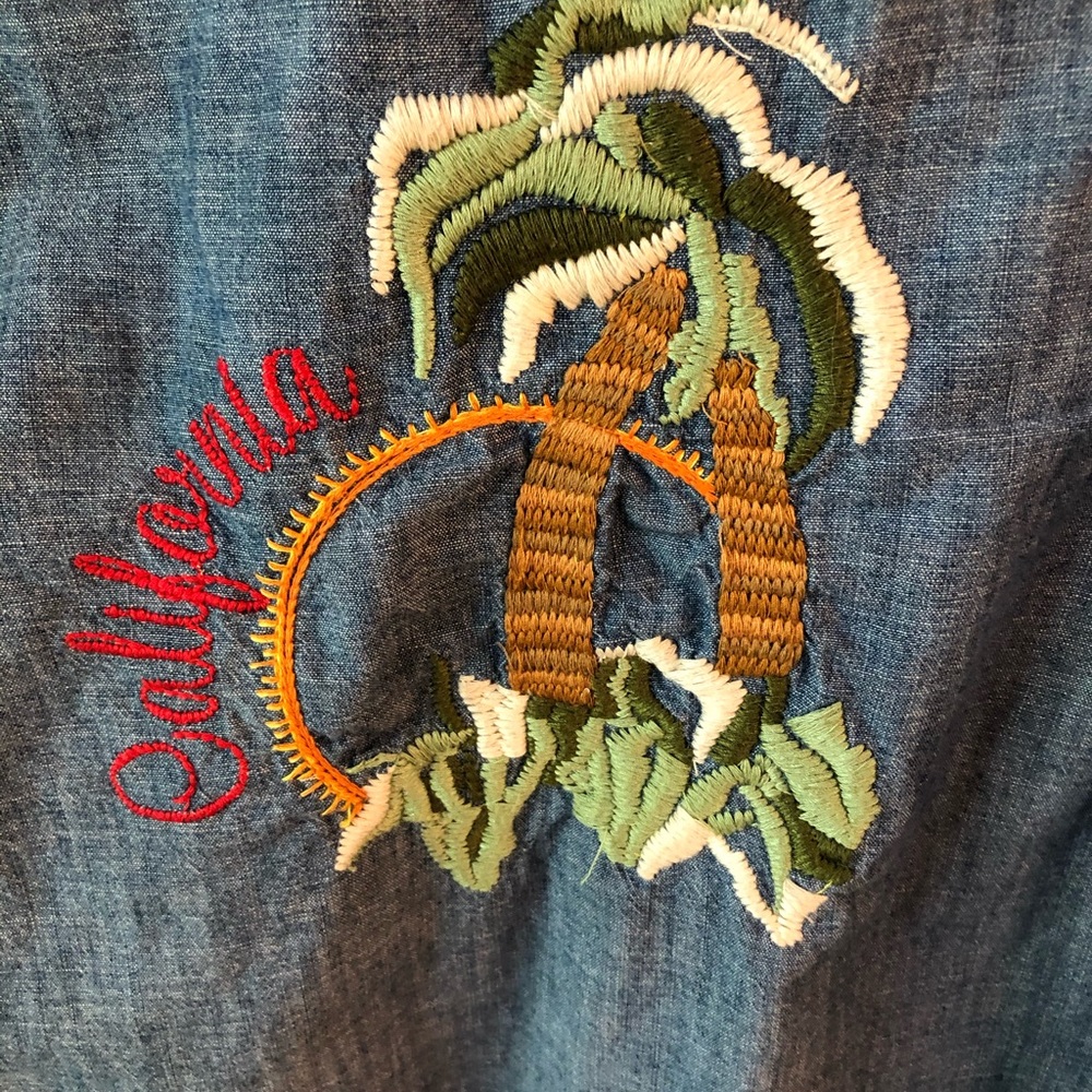 Lucky Brand embroidered chambray top